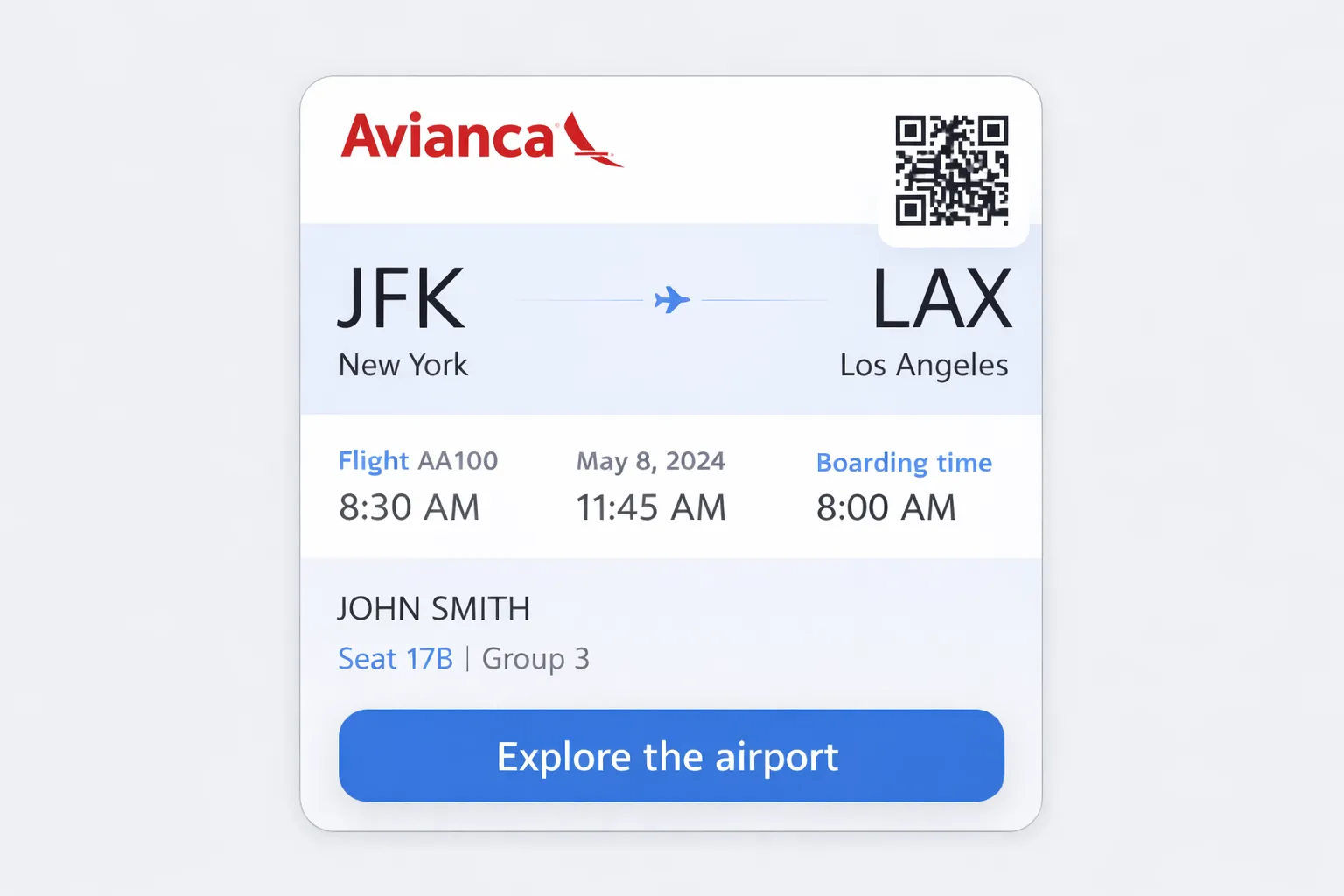 Explore the airport from an Avianca boarding pass