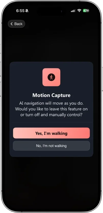 Motion capture prompt on a phone