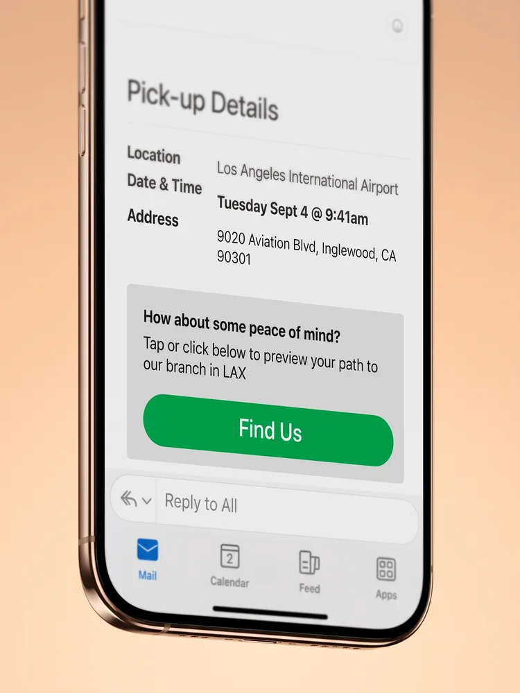 Confirmation email: One tap from the booking email